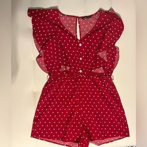 Shein Red Heart Romper Size Large